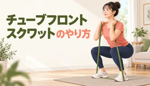 チューブフロントスクワットのやり方｜胸前で支えて深くしゃがむフォーム