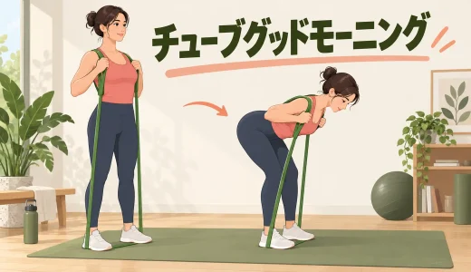 チューブグッドモーニングのやり方｜腰を反らさずもも裏に効かせる