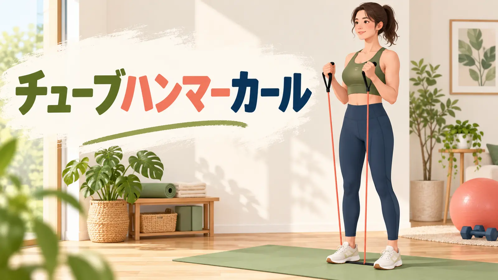 チューブハンマーカールを行う人物の解説イラスト