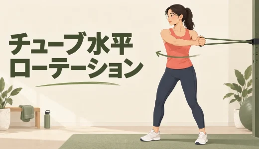 チューブ水平ローテーションのやり方｜腰を反らさず体幹をひねる