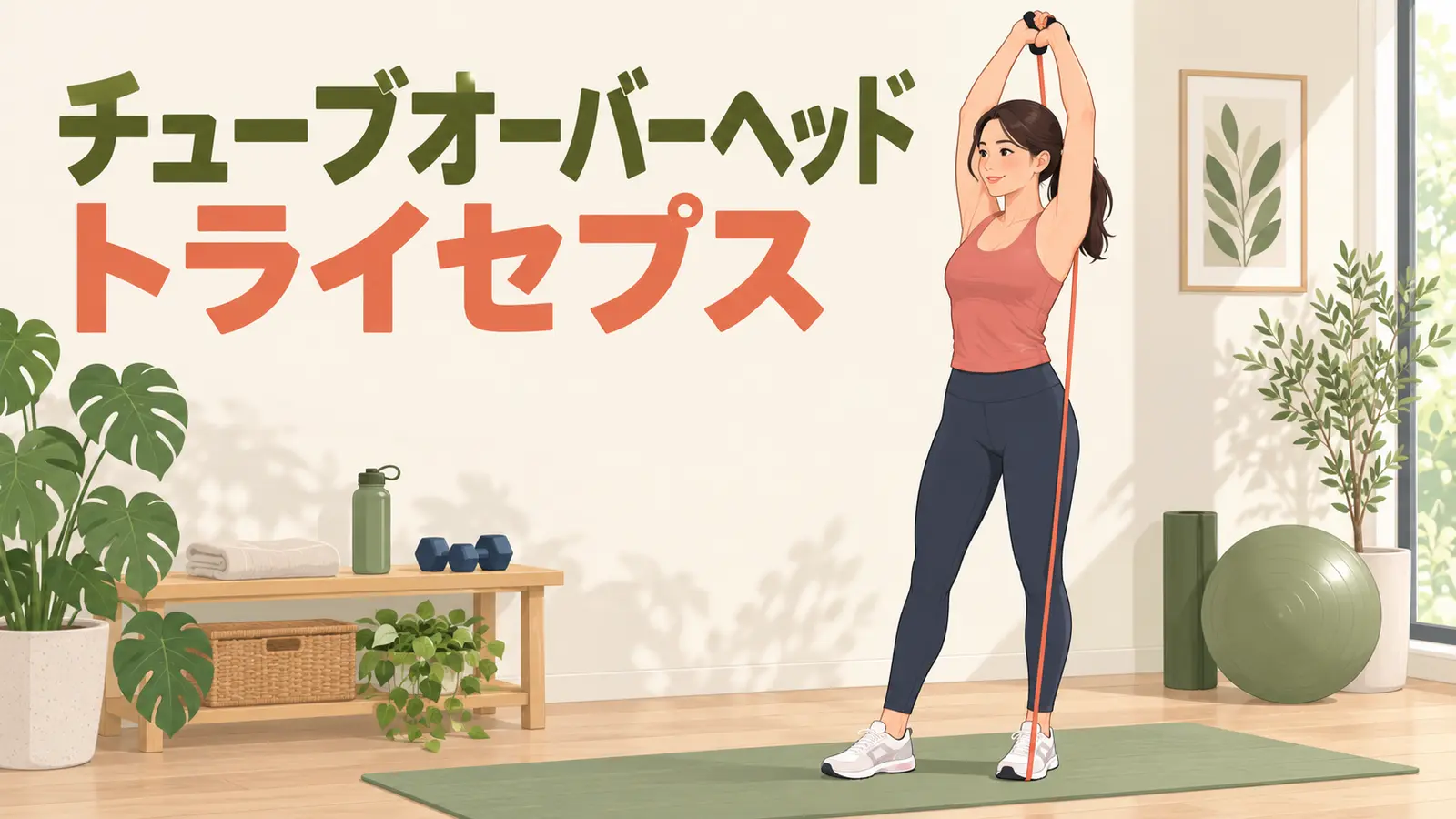 チューブオーバーヘッドトライセプスエクステンションのやり方を示すアイキャッチ