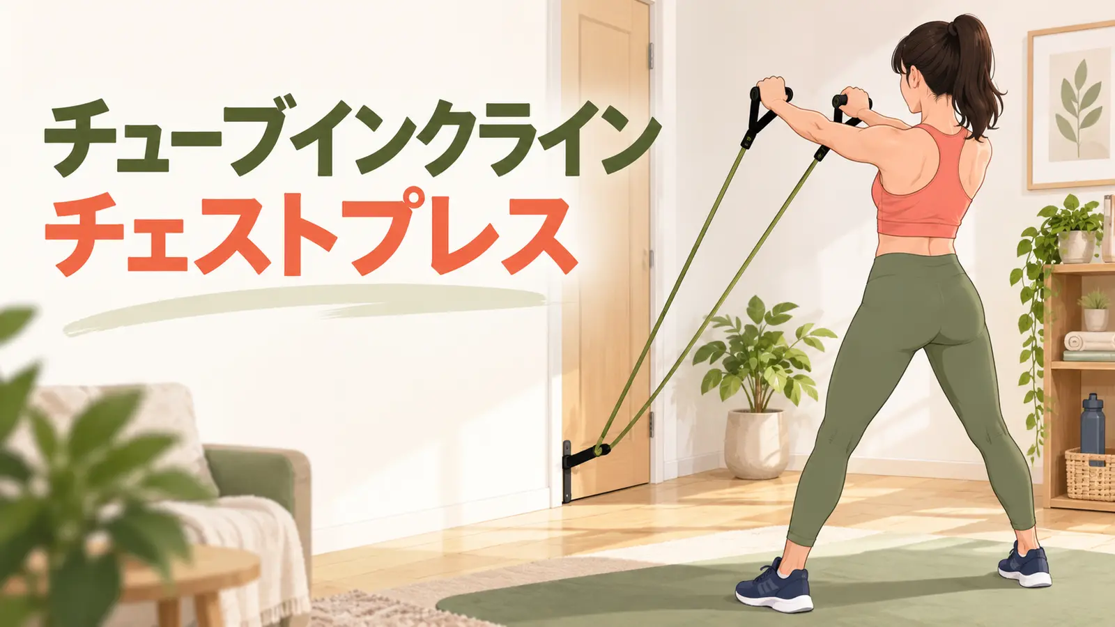 チューブ内旋を行う人物の解説イラスト