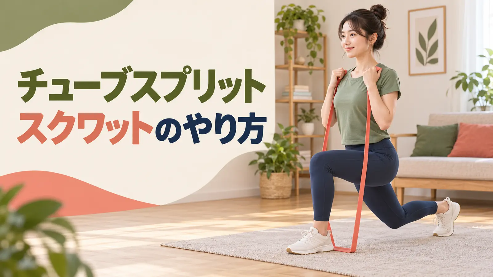 チューブスプリットスクワットのやり方を紹介するアイキャッチ