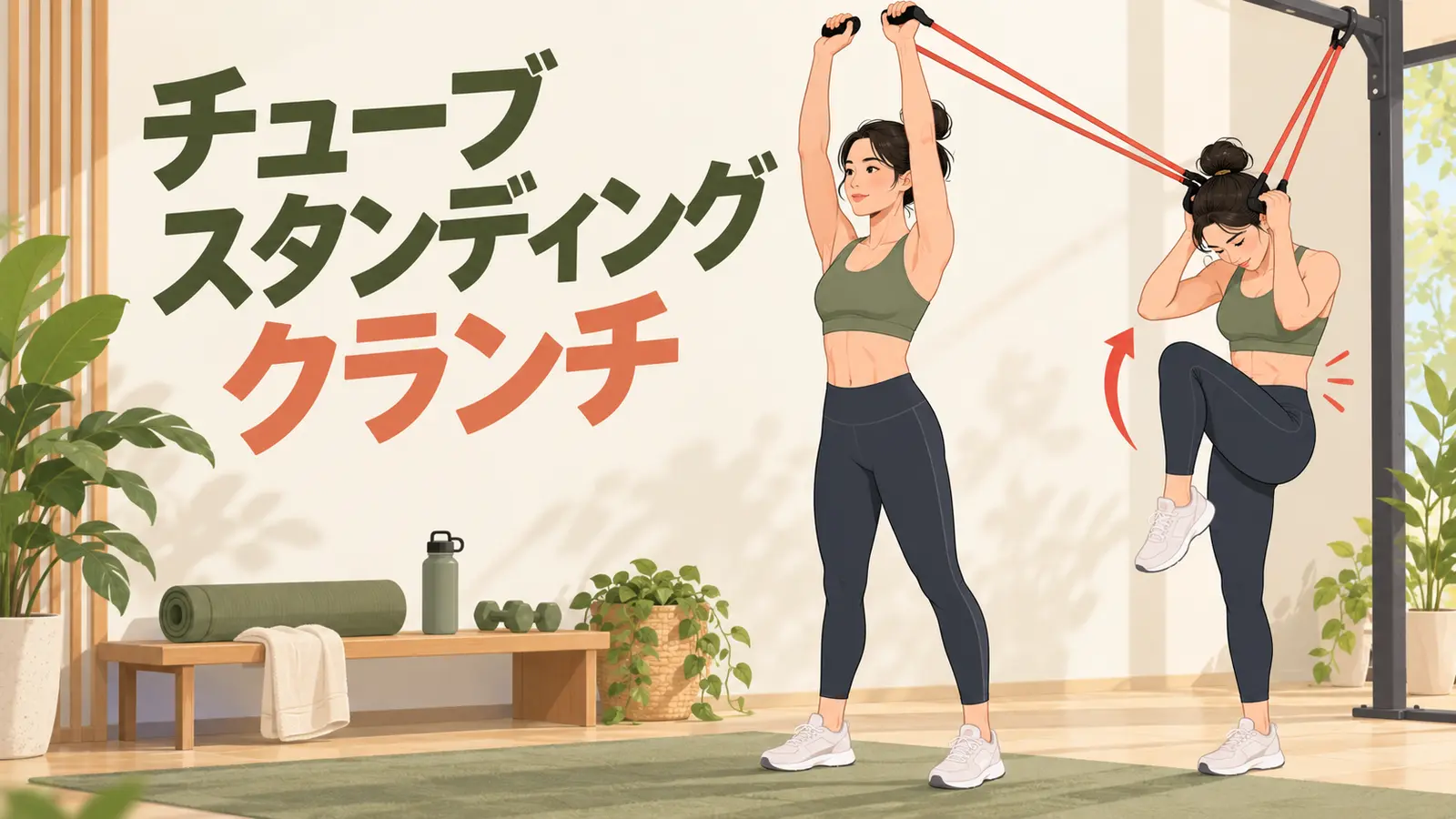 チューブスタンディングクランチのやり方を示すアイキャッチ