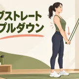 チューブストレートアームプルダウンを行う人物の解説イラスト