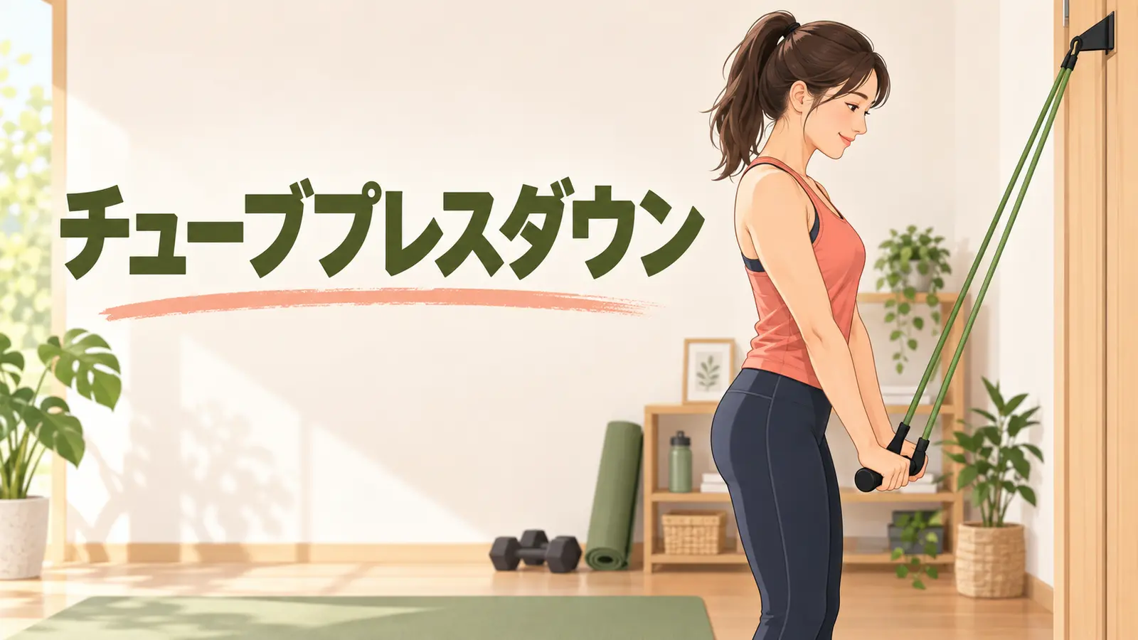 チューブプレスダウンを行う人物の解説イラスト