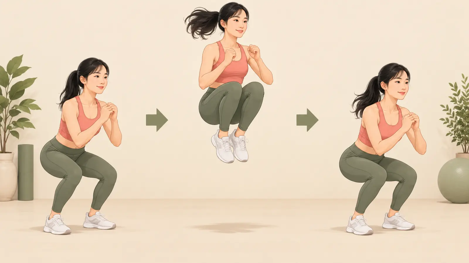 膝を引き上げて両足で着地する手順