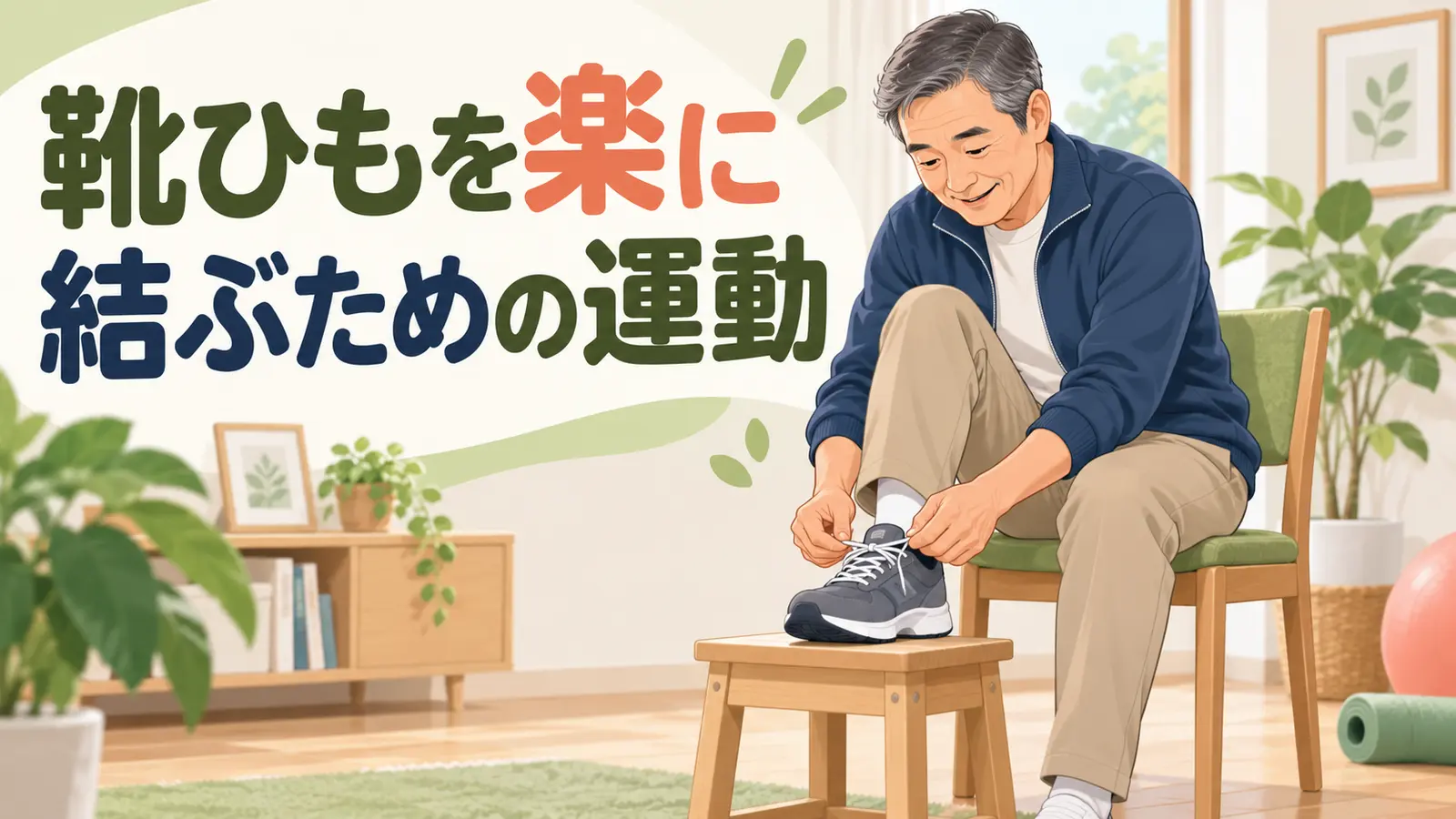 靴ひもを楽に結ぶための運動のイメージ