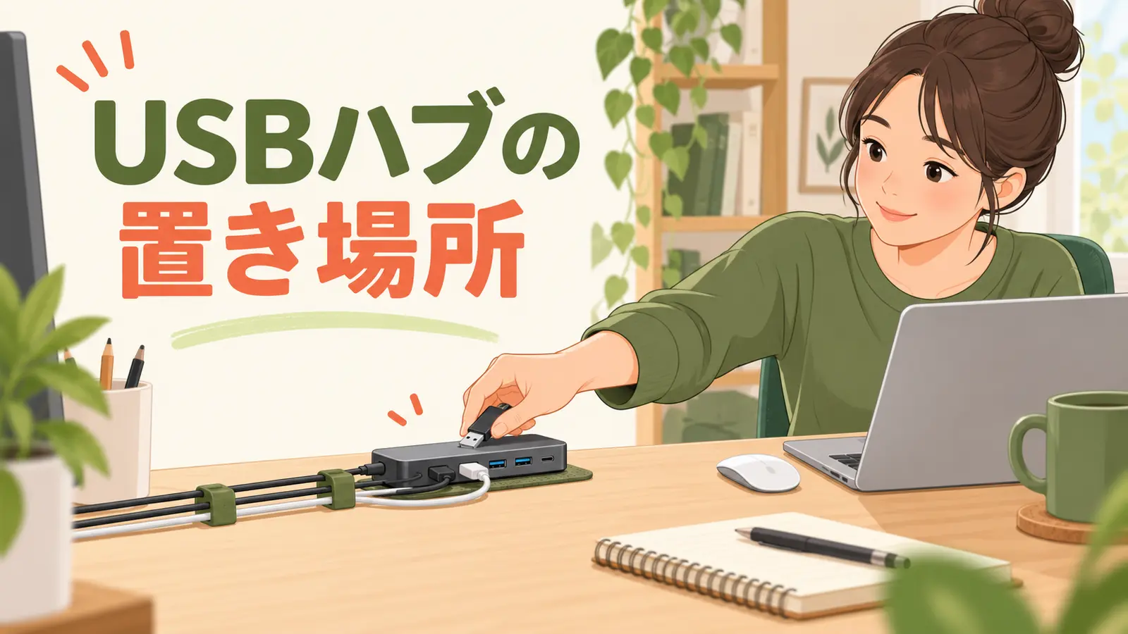 足元を塞がず机裏へ固定した電源タップ