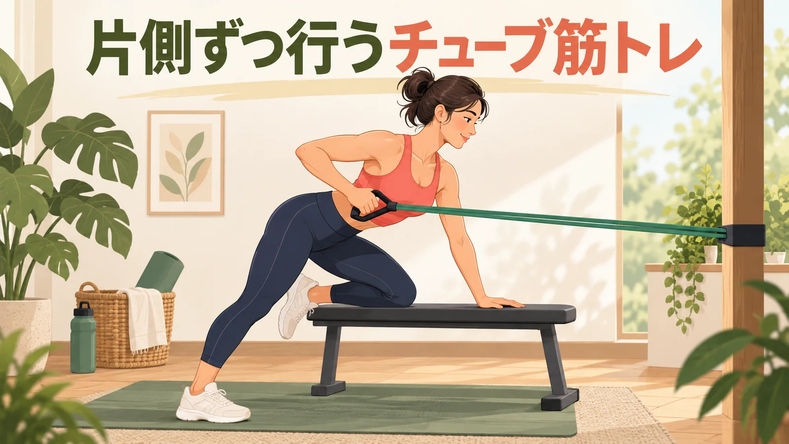 片側ずつ行うチューブ筋トレのアイキャッチ