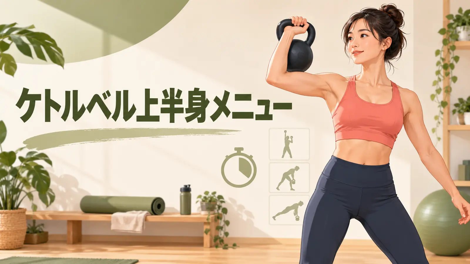 ケトルベル上半身メニューの内容を表すアイキャッチイラスト