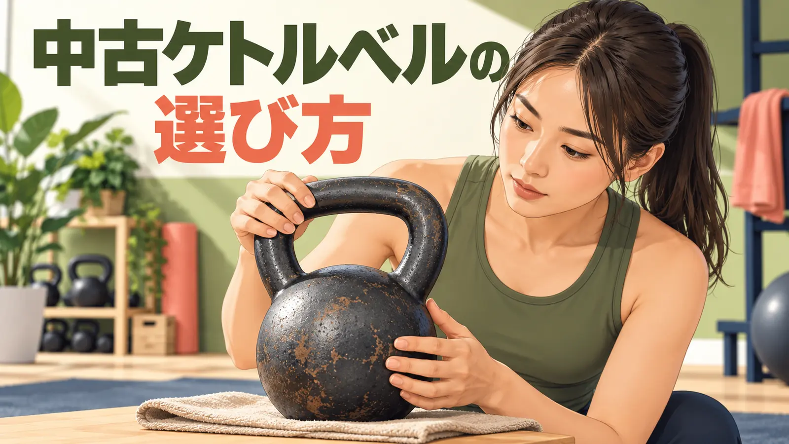 中古ケトルベルの選び方|購入前に見る傷・さび・安全性を解説するケトルベルのイラスト
