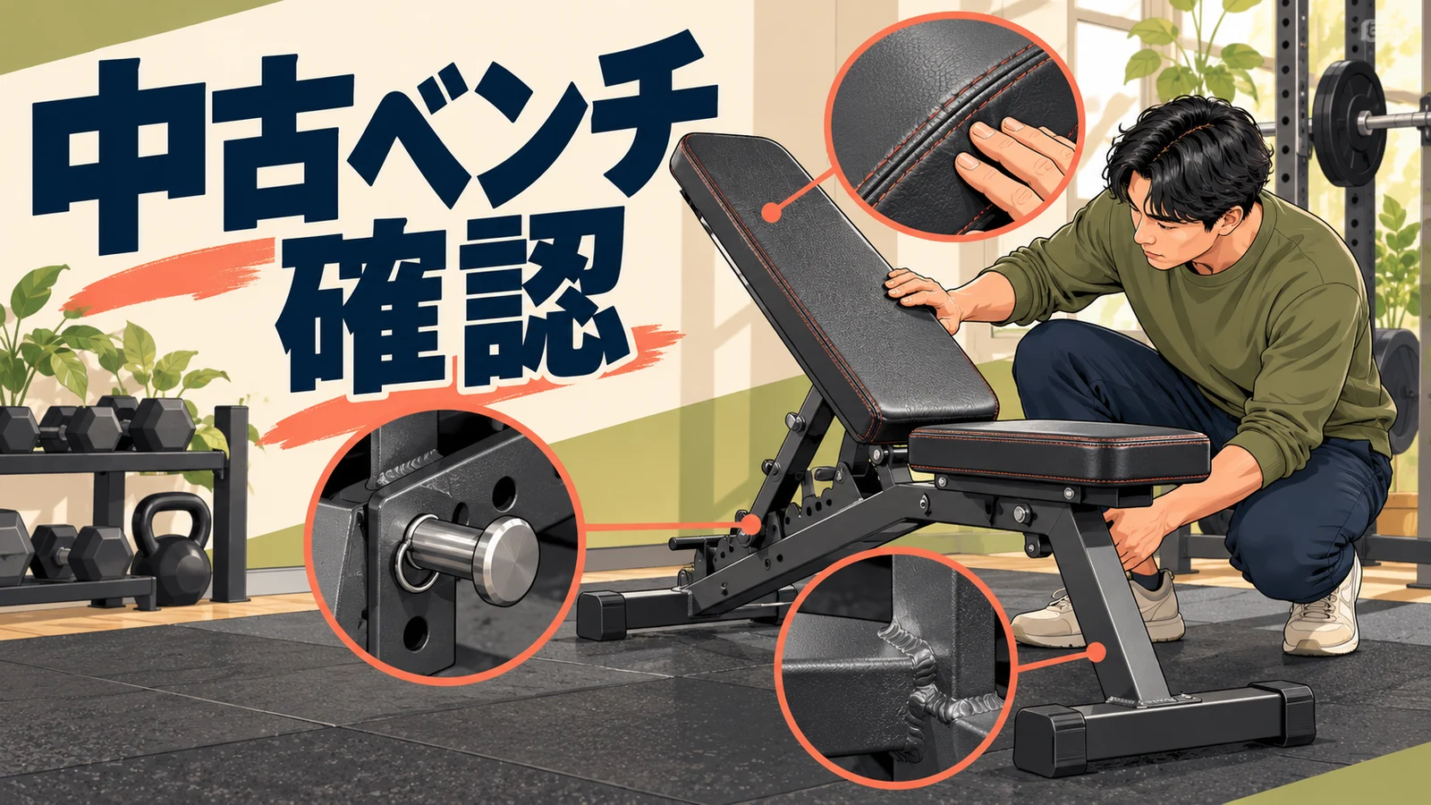 中古トレーニングベンチの確認点のアイキャッチ