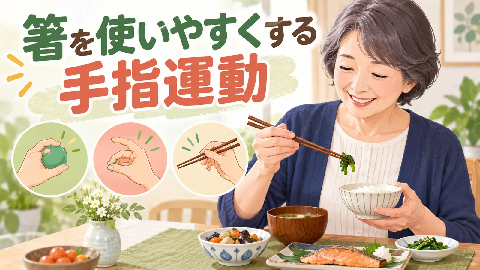 箸を使いやすくする手指運動のイメージ