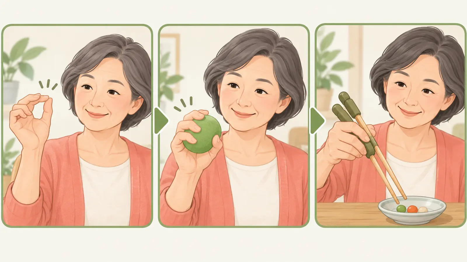 箸を使いやすくする手指運動に備える運動