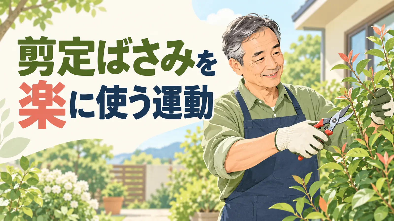 剪定ばさみを使うための手腕運動のイメージ
