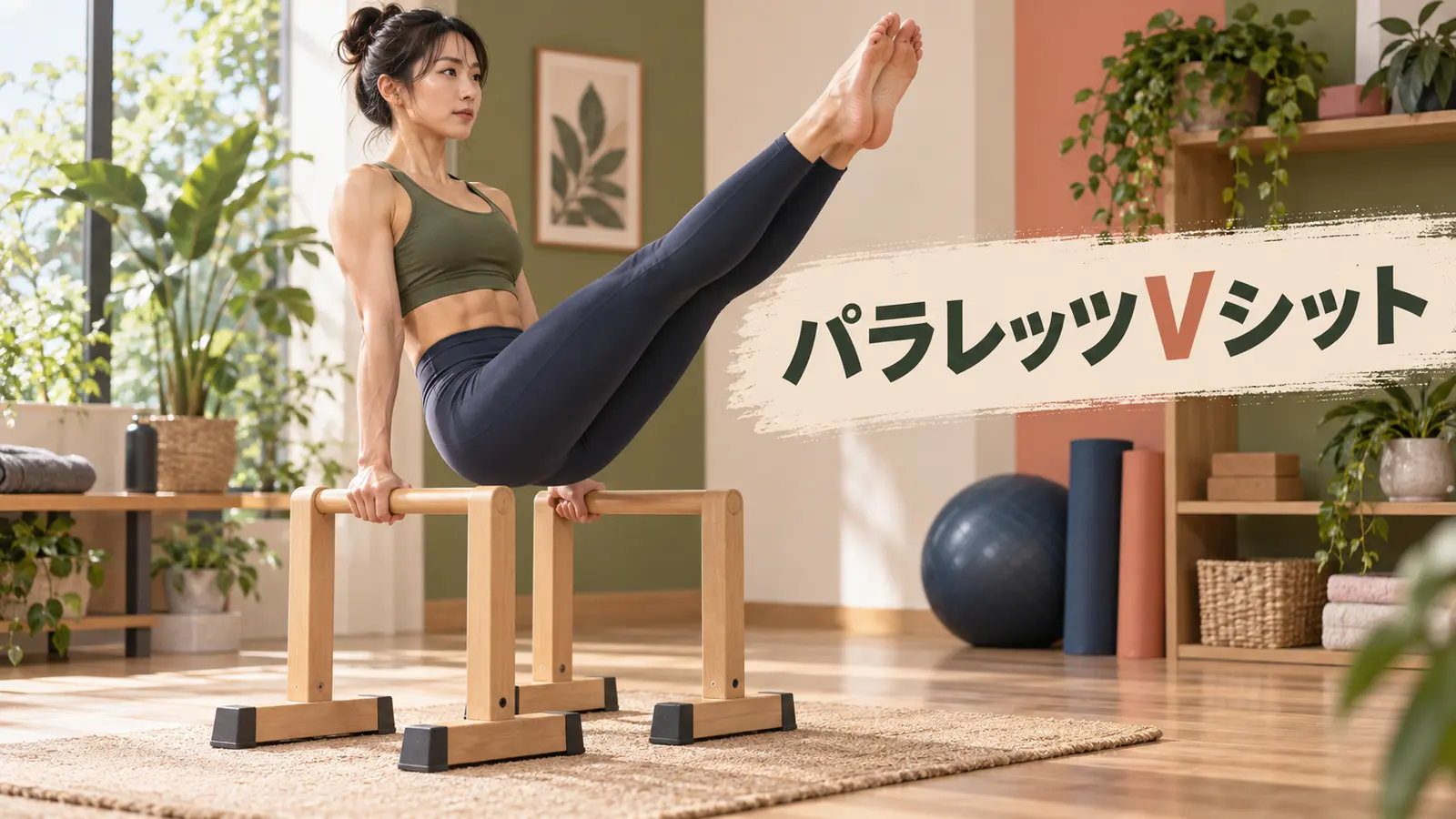 パラレッツでVシットを行う女性