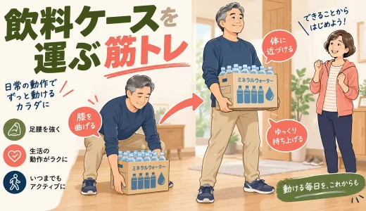 ペットボトル飲料のケースを運ぶ筋トレ｜腰を守る持ち上げ方と分け方