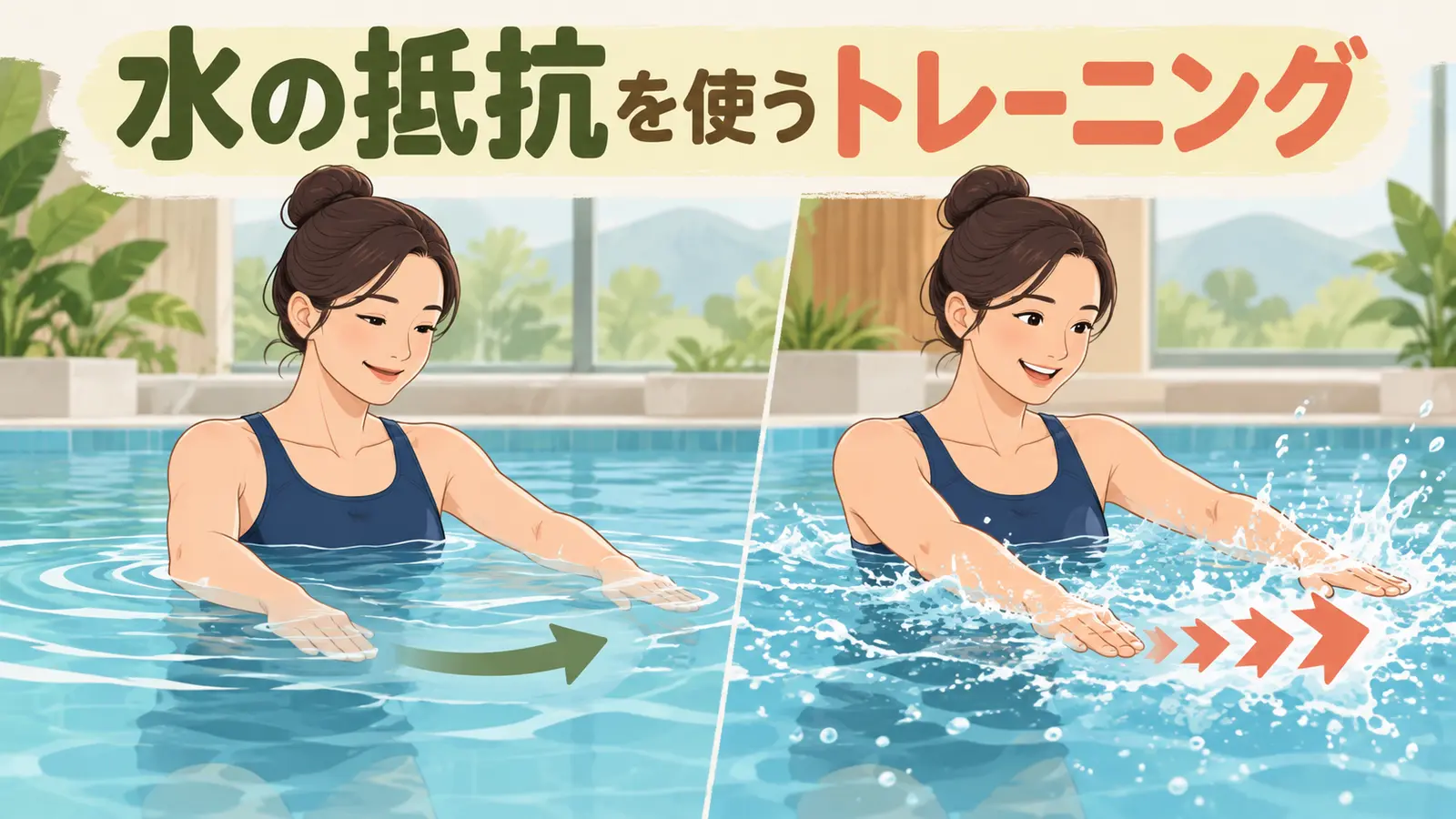 水の抵抗を使うトレーニングのアイキャッチ