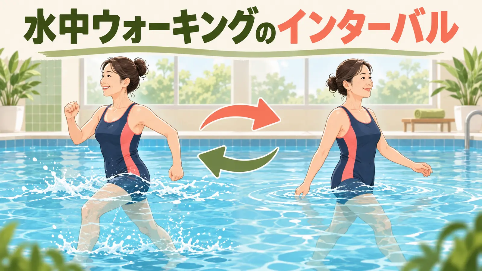 水中ウォーキングのインターバルのアイキャッチ
