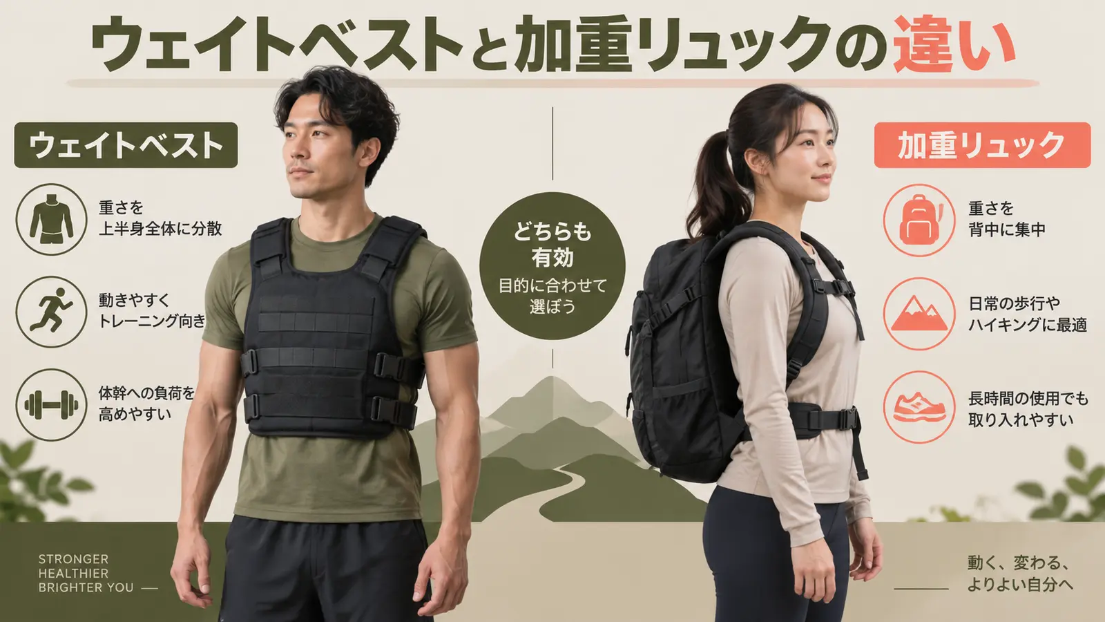 ウェイトベストと加重リュックの違い