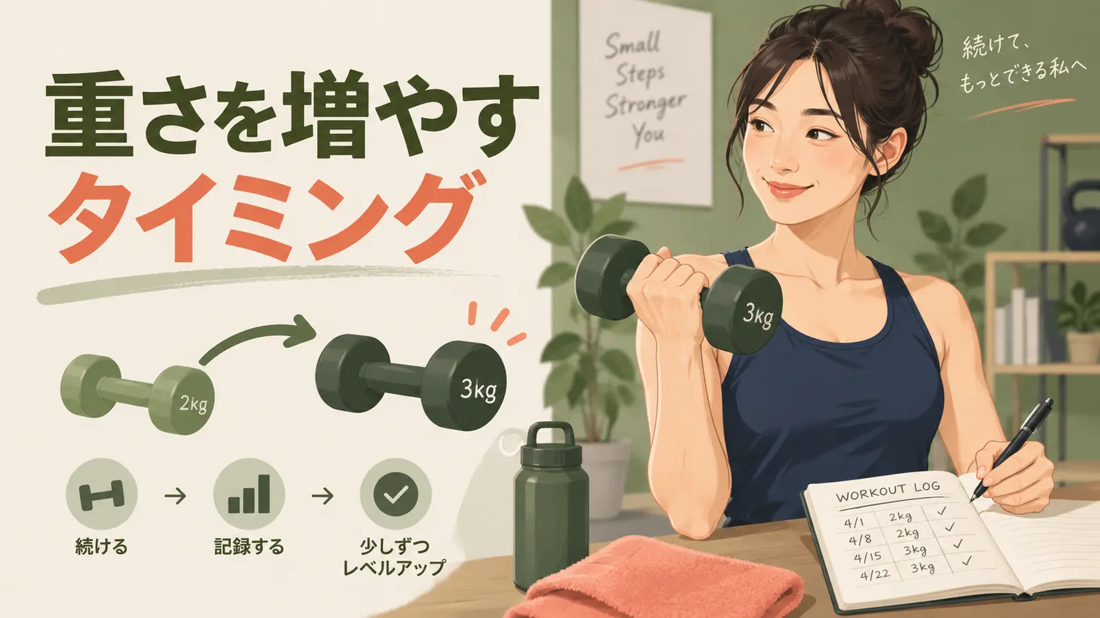 ダンベル重量を少しずつ増やすアイキャッチ