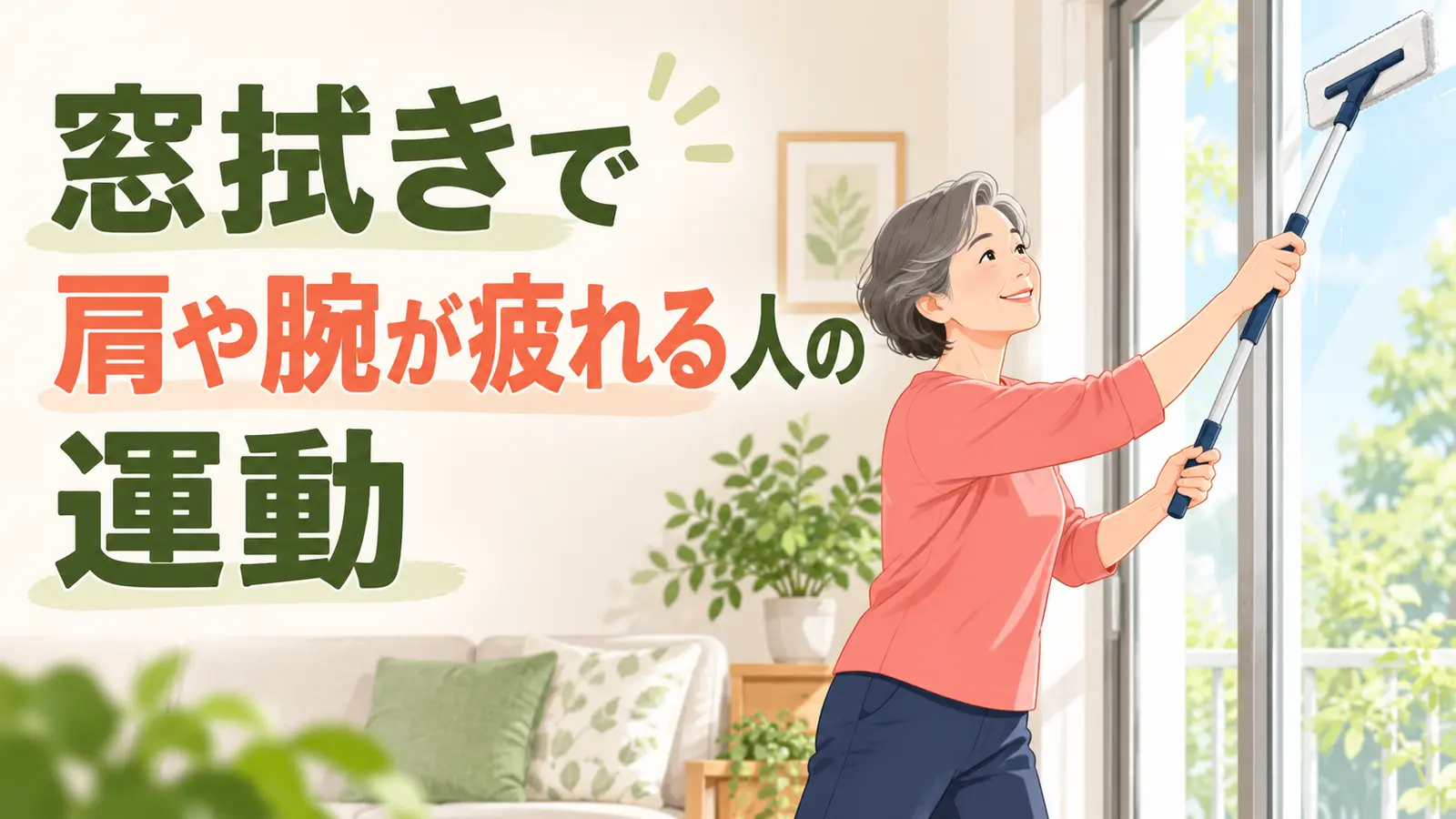 窓を拭く中高年向け運動