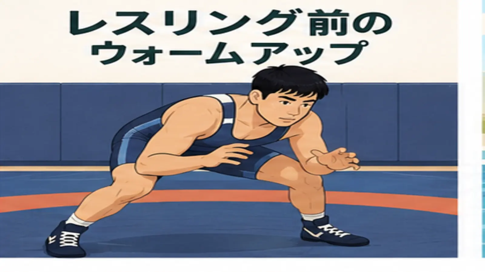 レスリング前にウォームアップする人物のイラスト