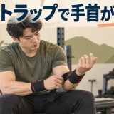 リストラップを緩めて手首の違和感を確認する様子