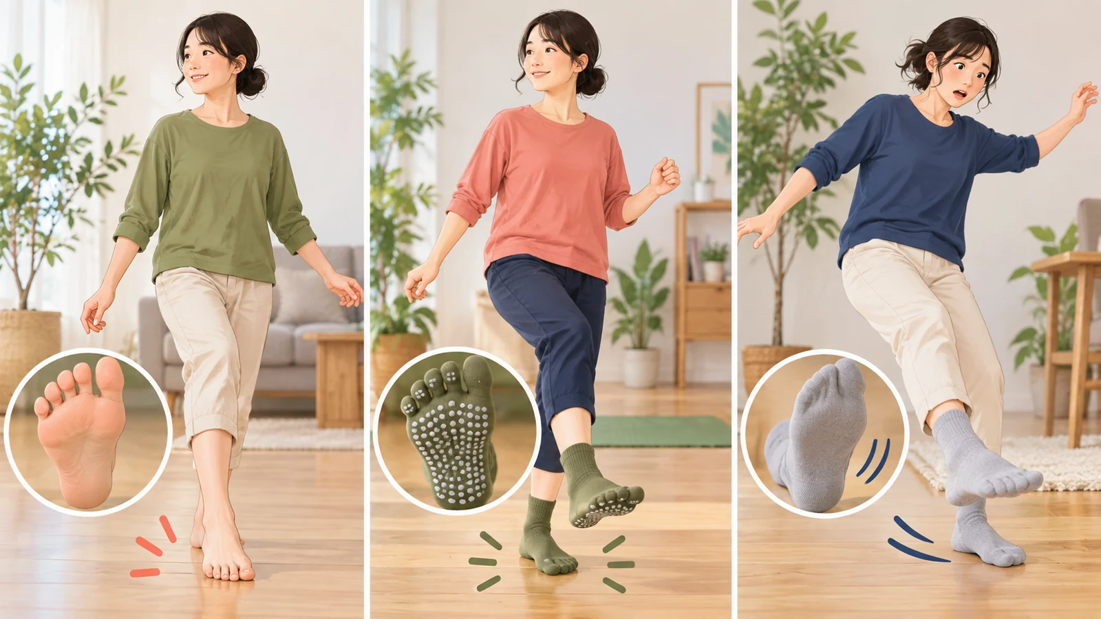ヨガの裸足と靴下を比較するアイキャッチ