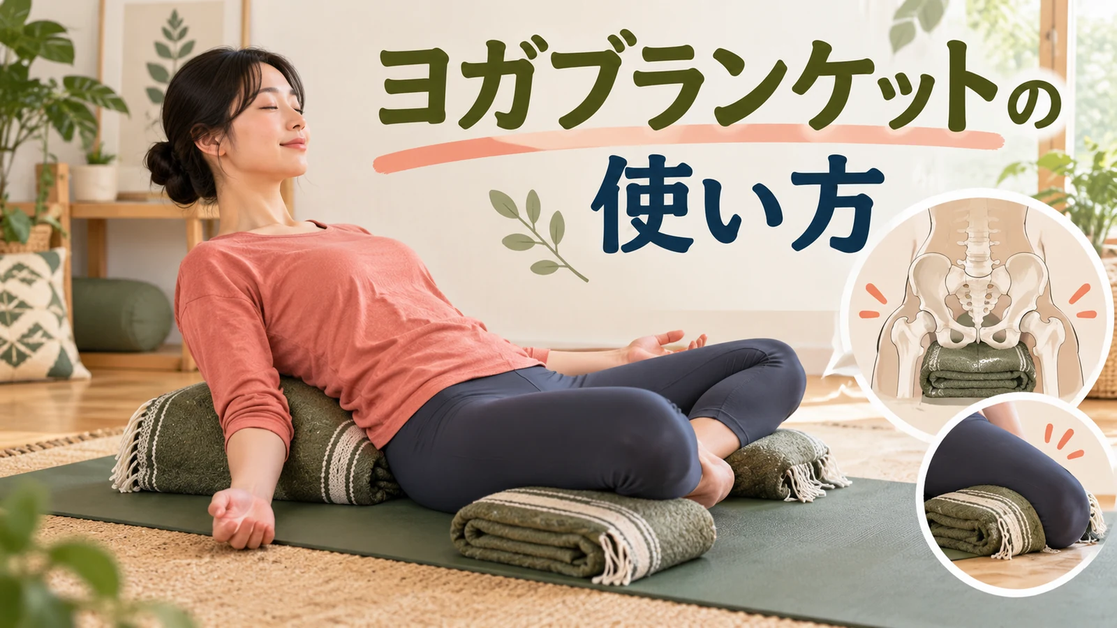 ヨガブランケットの使い方を解説するアイキャッチ
