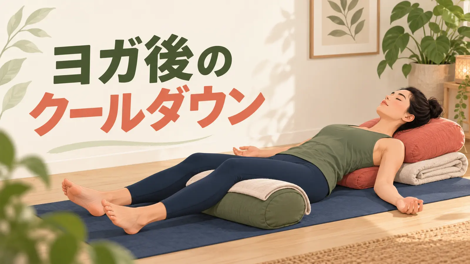 ヨガ後のクールダウンを解説するイラスト