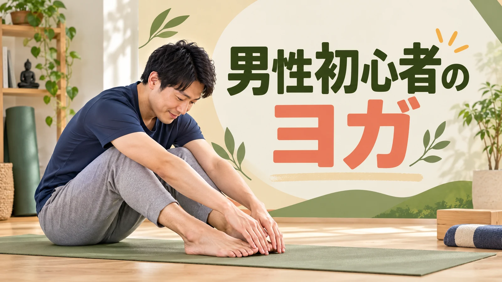 男性初心者のヨガを解説するアイキャッチ
