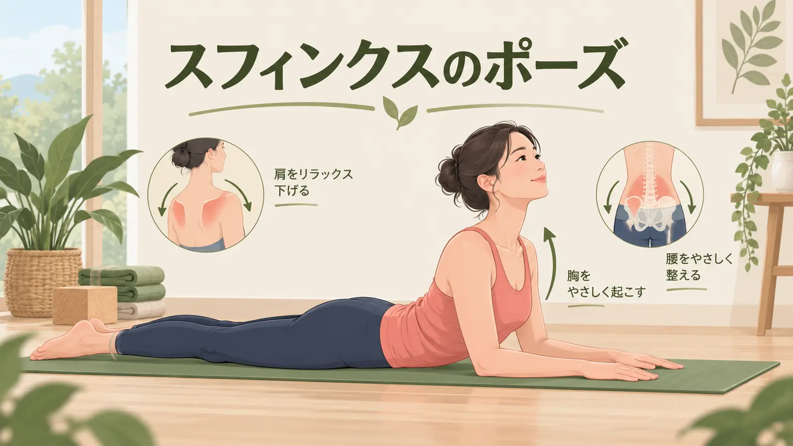 スフィンクスのポーズのフォーム