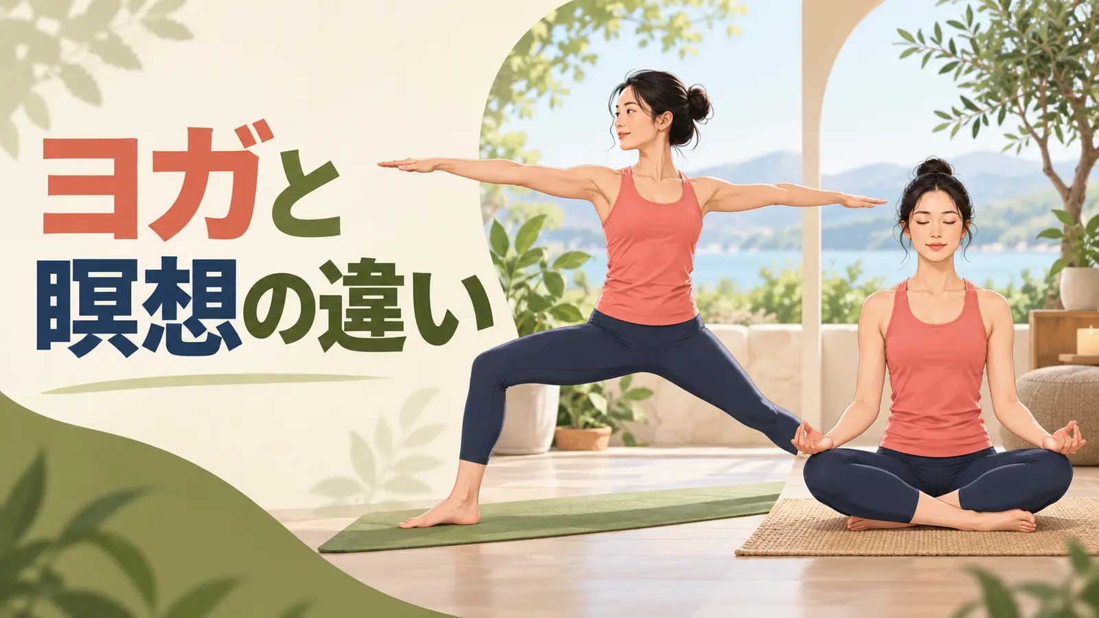 ヨガと瞑想の違いを初心者向けに解説するイラスト